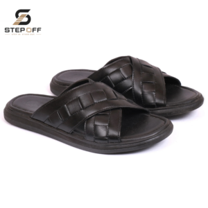Stepof Men's Dark Brown Woven Crossover Strap Sandals - Casual Slip-on Footwear