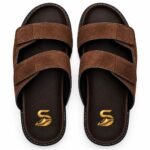 Stepoff Double-Strap Slide Sandals – Brown Casual Footbed Slippers