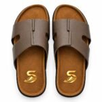 Stepoff Wide-Strap Slide Sandals – Brown Casual Cork Footbed Slippers